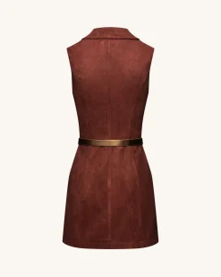 Ariana Sleeveless Suedes Mini Dress - Burgundy