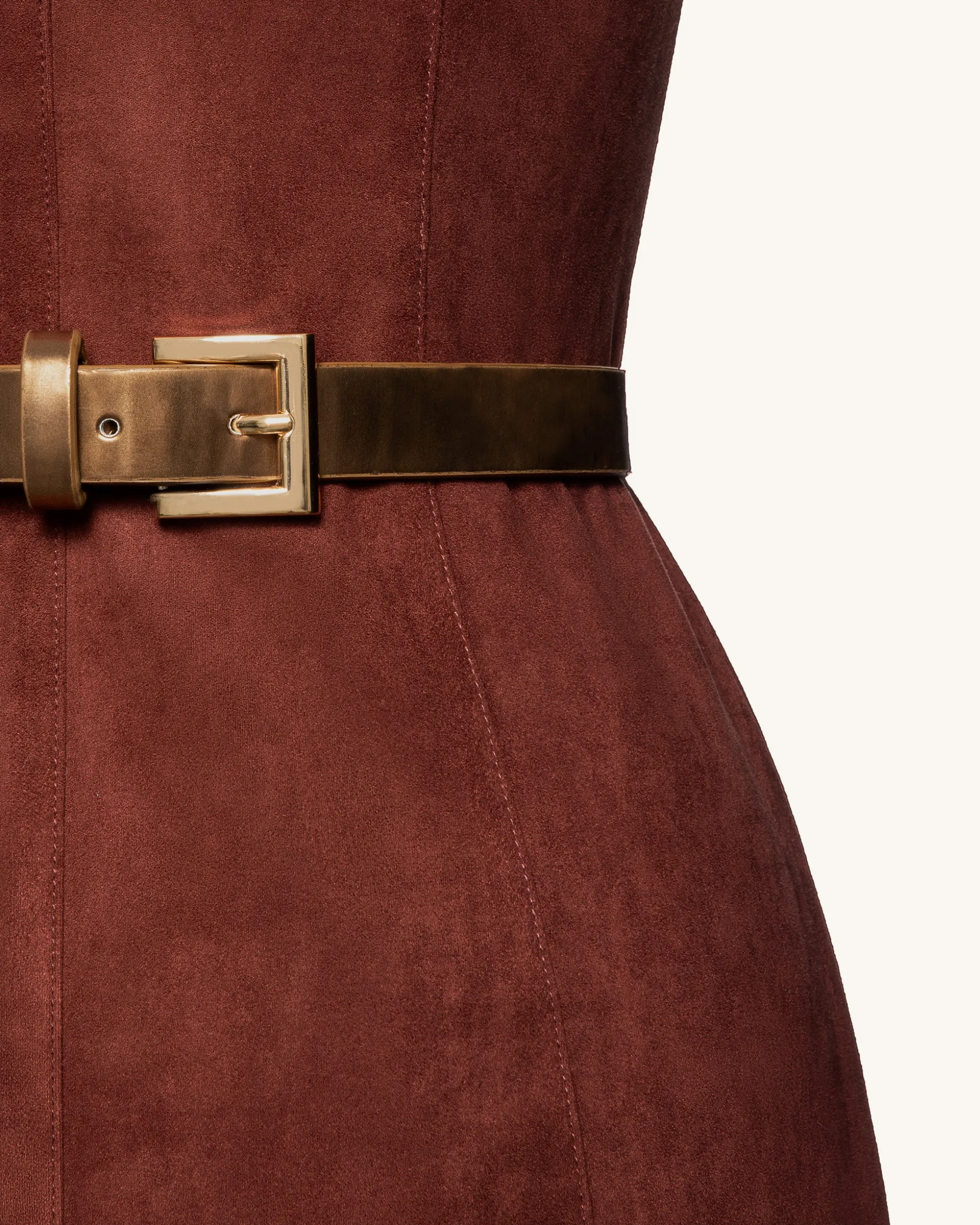 Ariana Sleeveless Suedes Mini Dress - Burgundy