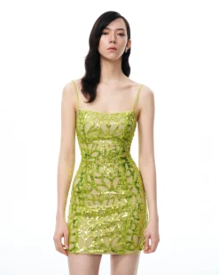 Aurelia Sequin Mini dress - Lime Green