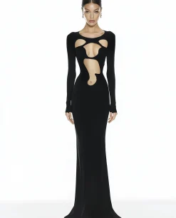 Ava Cutout Bodycon Gown - Black