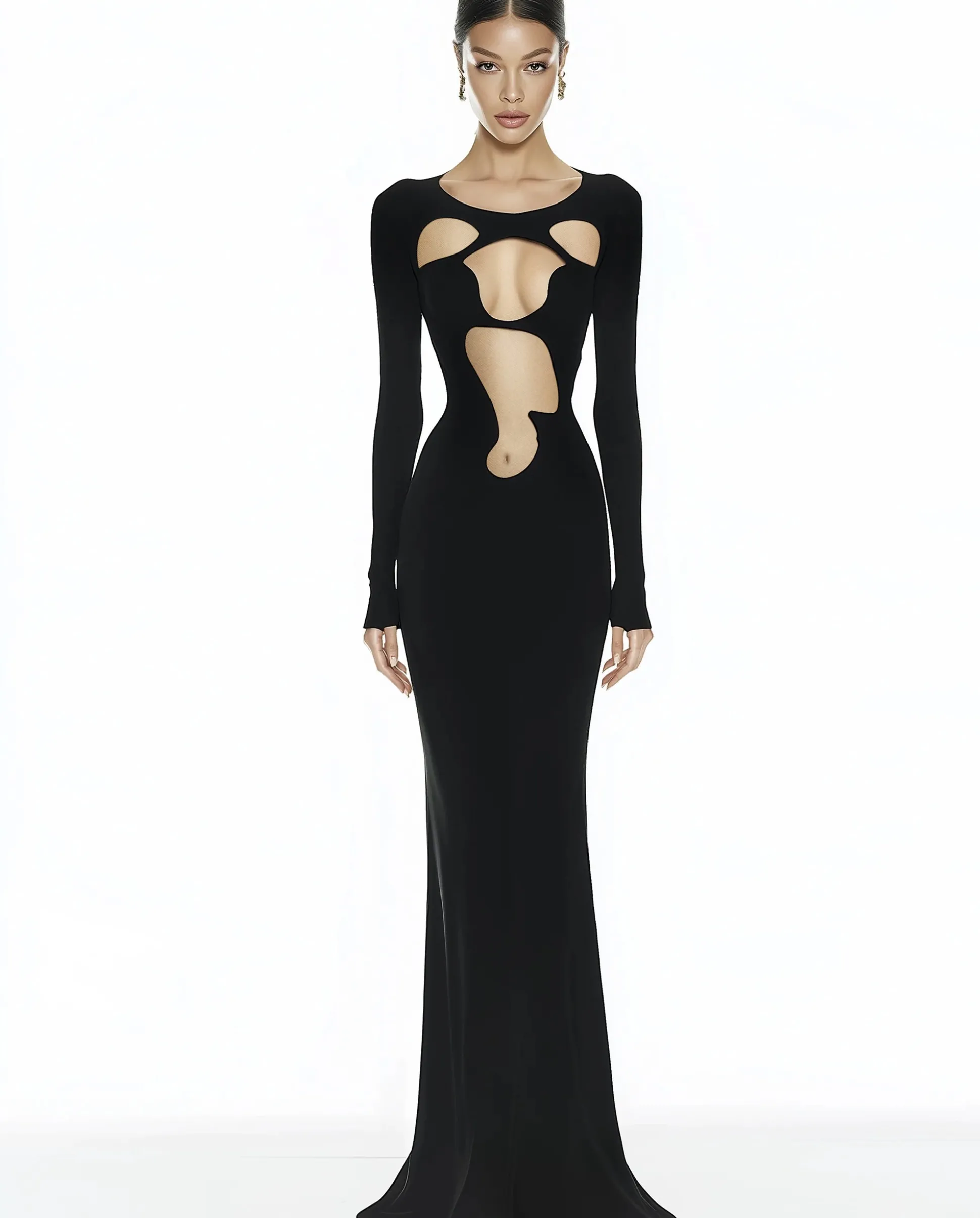 Ava Cutout Bodycon Gown - Black