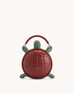 Ava Turtle Shape Handbag - Brown