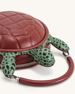 Ava Turtle Shape Handbag - Brown