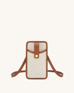 Aylin Canvas Phone Bag - Brown