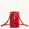 Aylin Faux Fur And Suede Phone Bag - Magenta