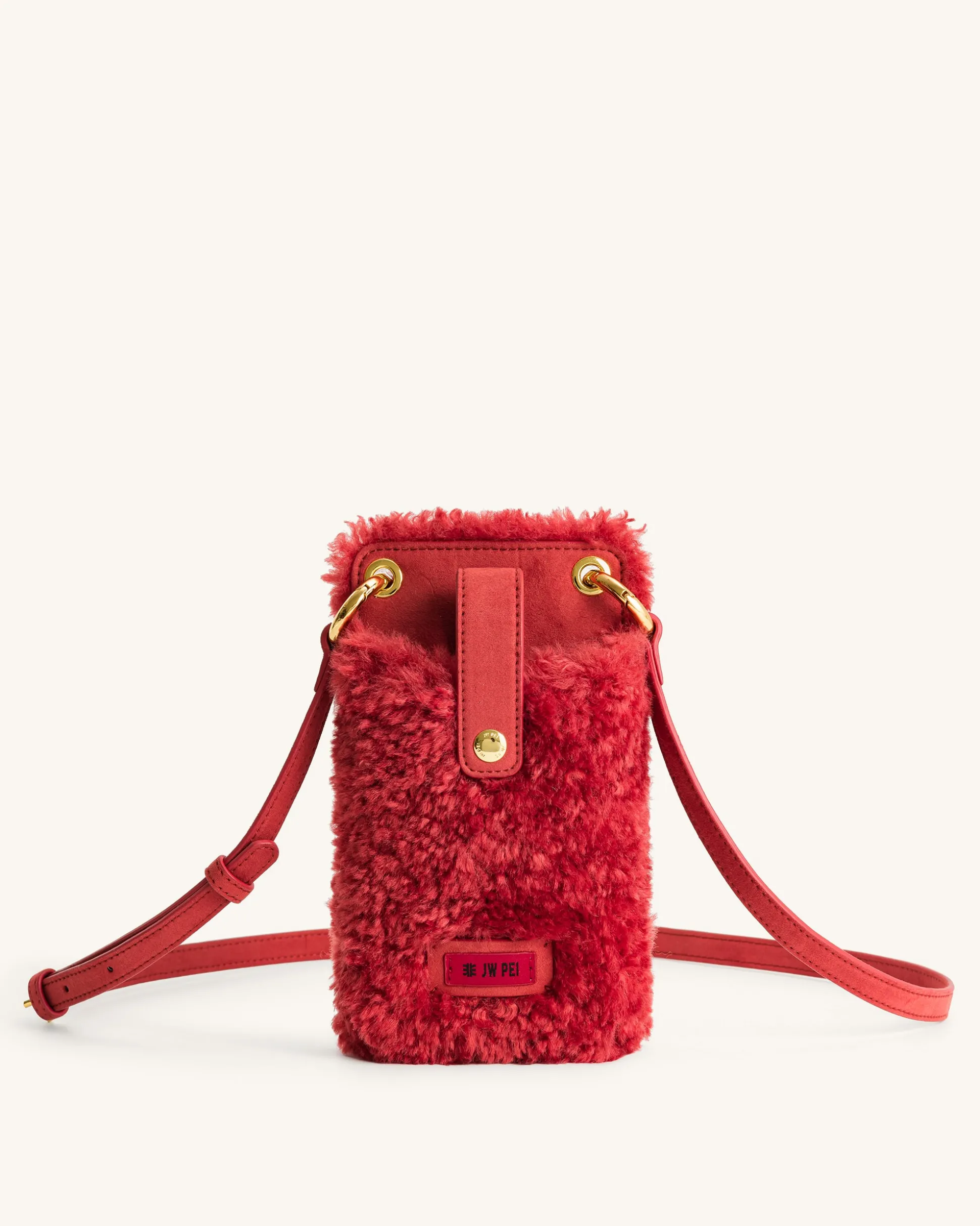 Aylin Faux Fur And Suede Phone Bag - Magenta