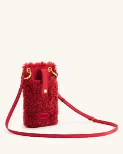 Aylin Faux Fur And Suede Phone Bag - Magenta