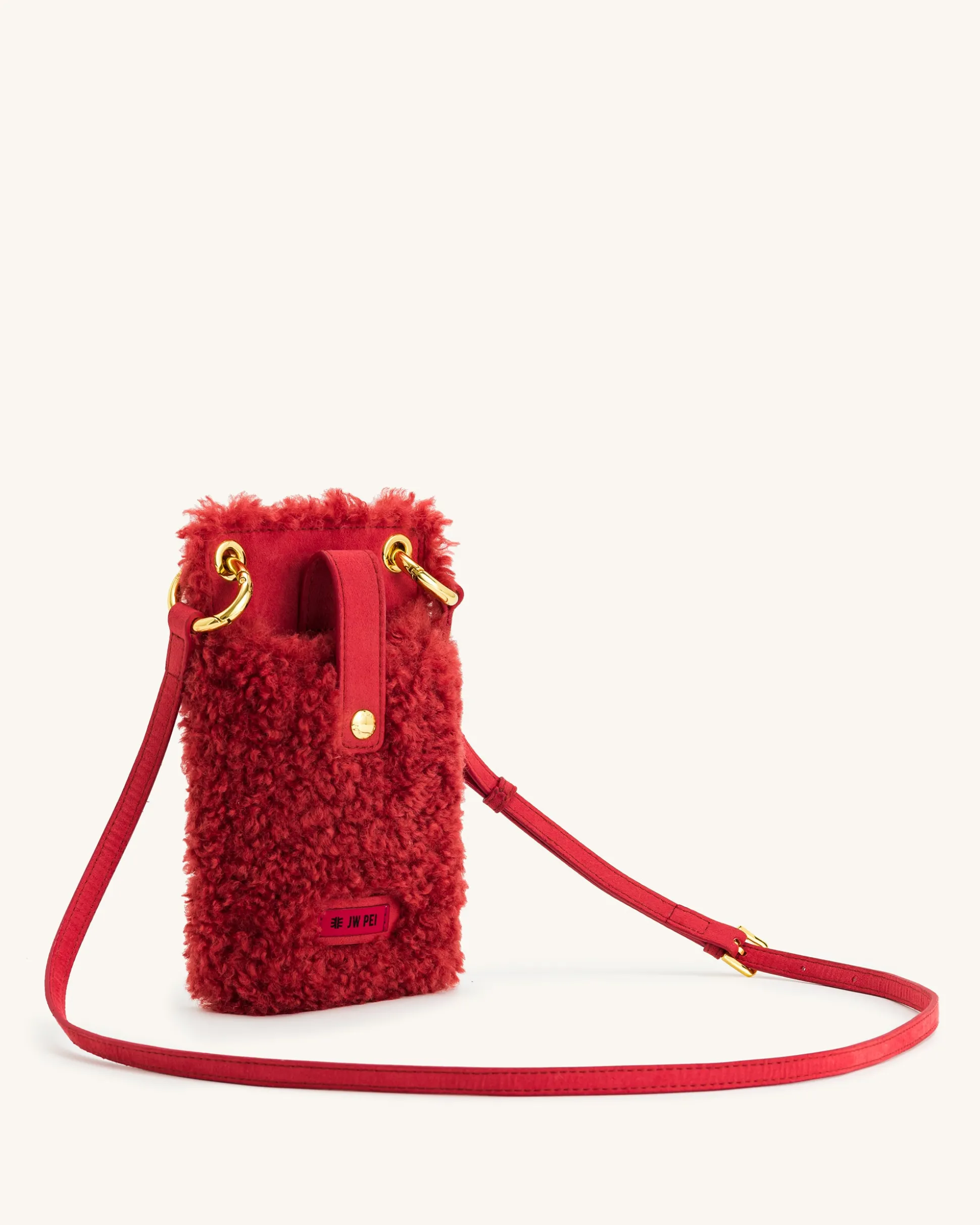 Aylin Faux Fur And Suede Phone Bag - Magenta