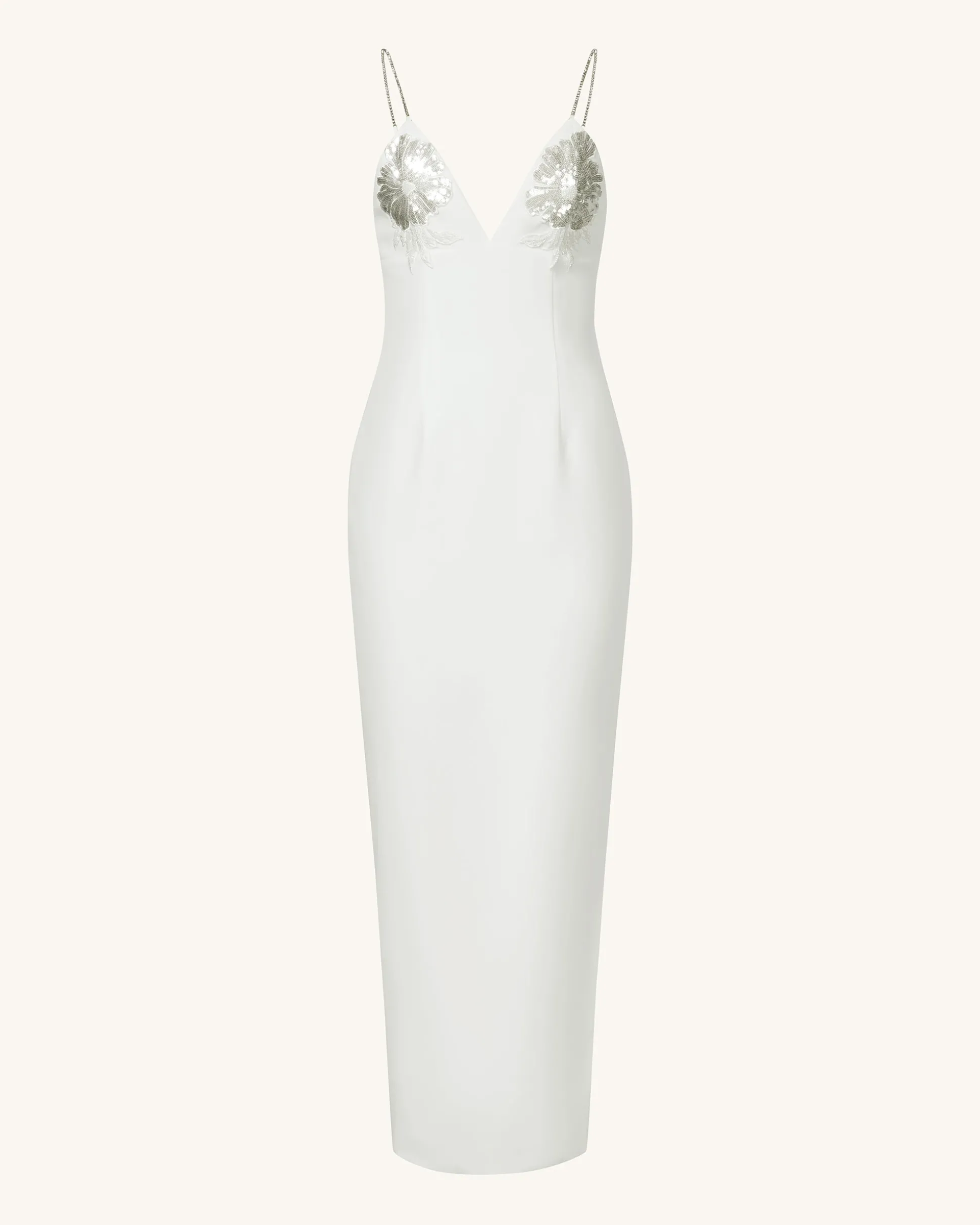 Ayliua Sweetheart-Neckline Rhinestones Embellished White Long Dress -
