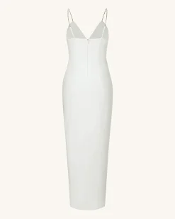 Ayliua Sweetheart-Neckline Rhinestones Embellished White Long Dress -