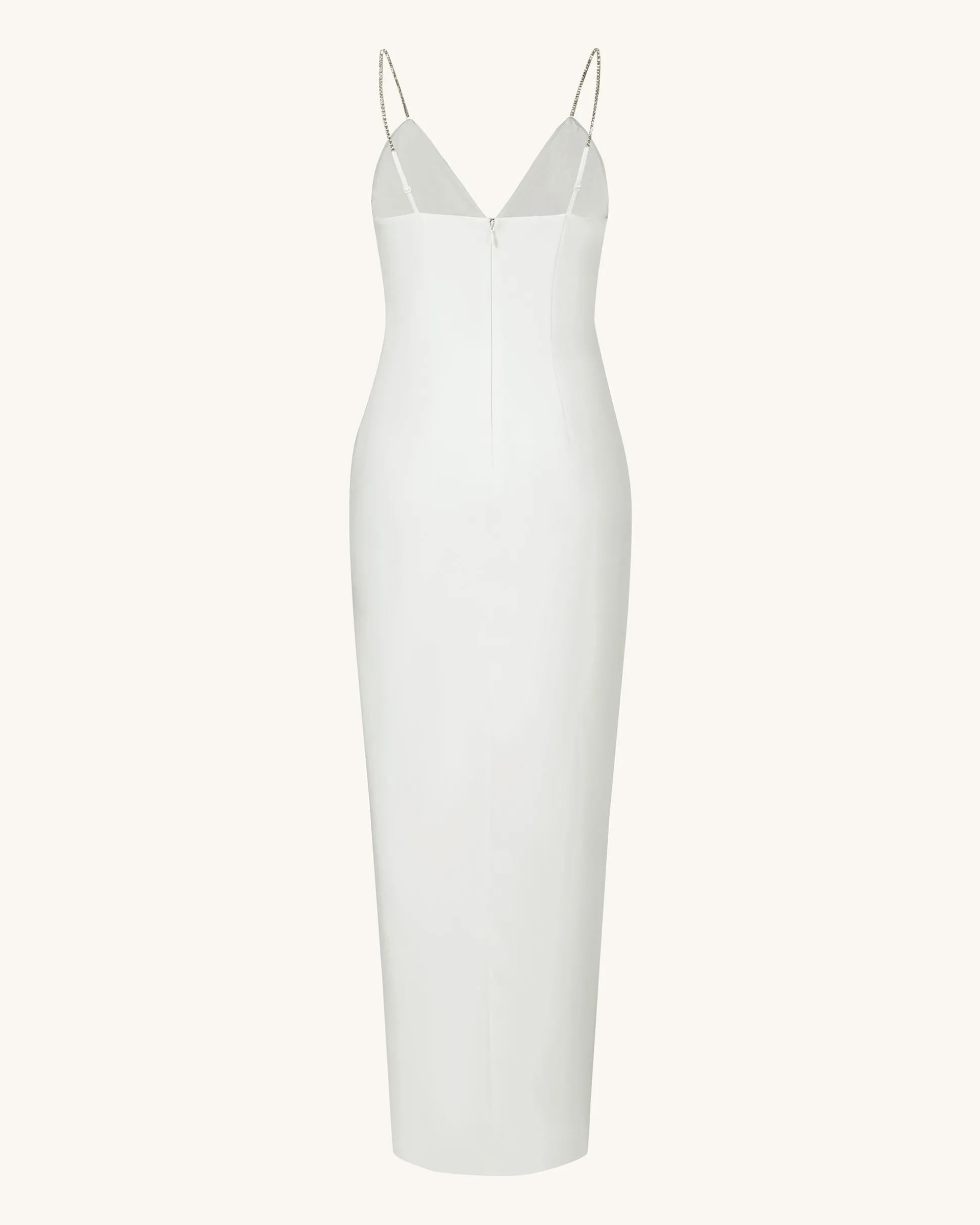 Ayliua Sweetheart-Neckline Rhinestones Embellished White Long Dress -