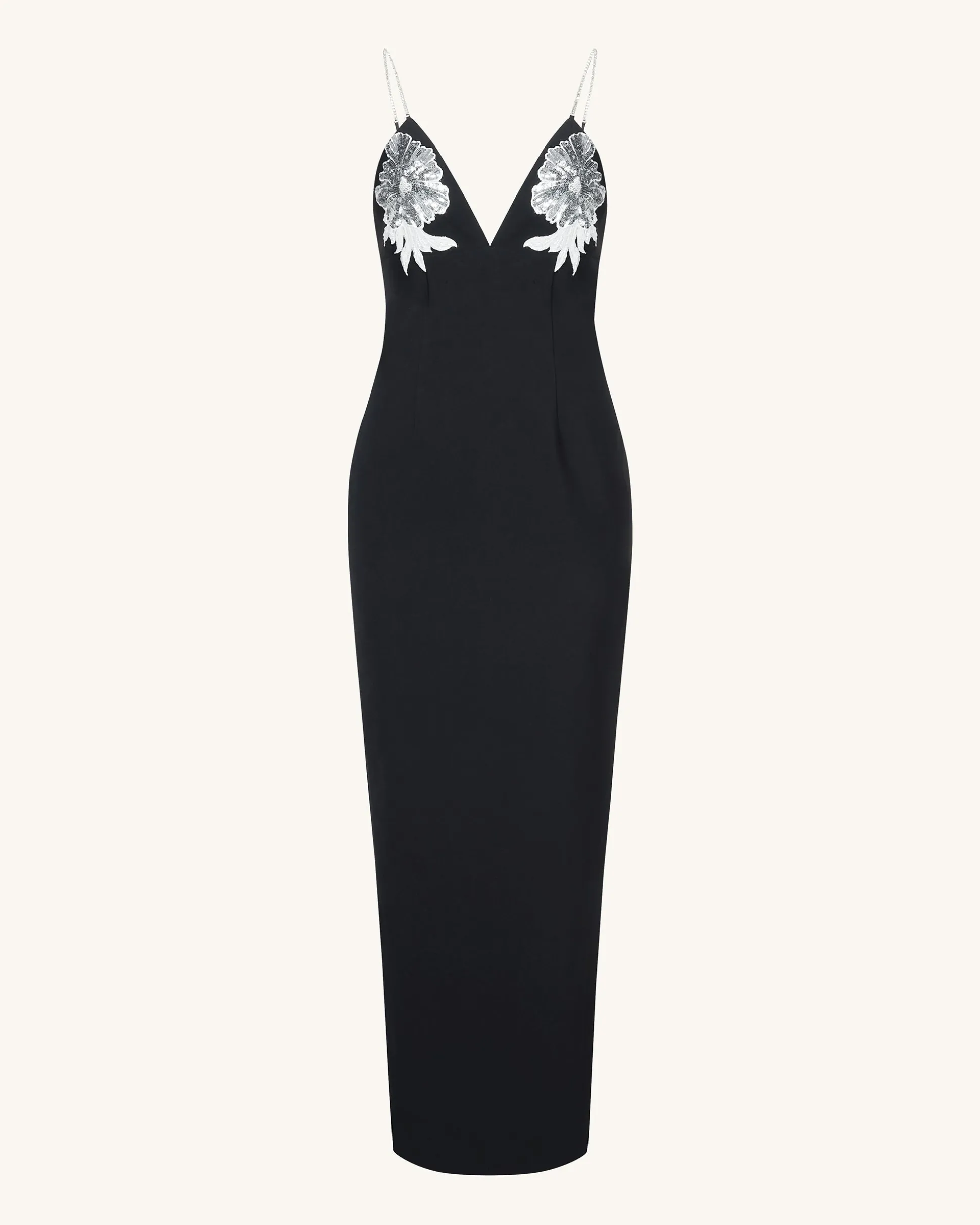 Ayliua Sweetheart-Neckline Rhinestones Embellished Black Long Dress -