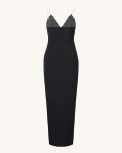 Ayliua Sweetheart-Neckline Rhinestones Embellished Black Long Dress -