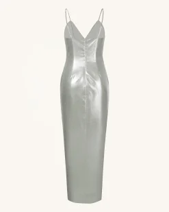 Ayliua Sweetheart-Neckline Rhinestones Embellished Silver Long Dress -