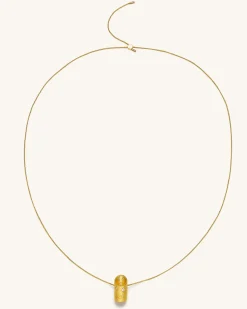Bamboo Necklace - 18ct Gold Plated & White Zircon