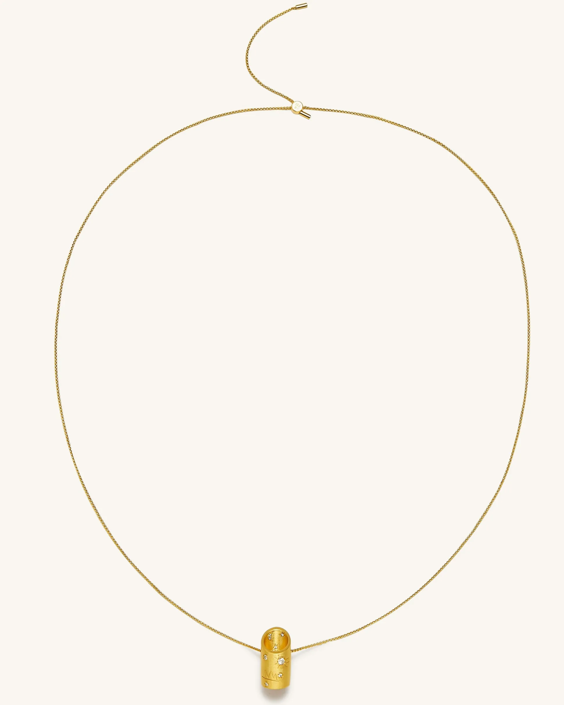 Bamboo Necklace - 18ct Gold Plated & White Zircon