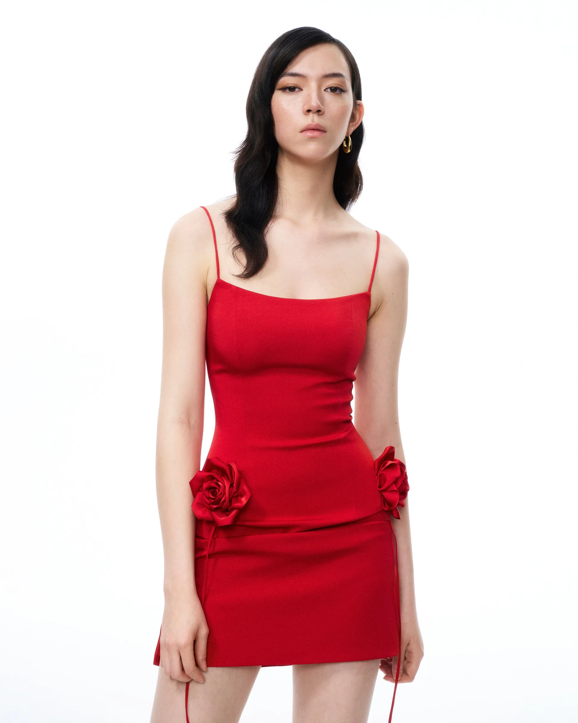 Bellamy 3D Floral Mini Dress - Red