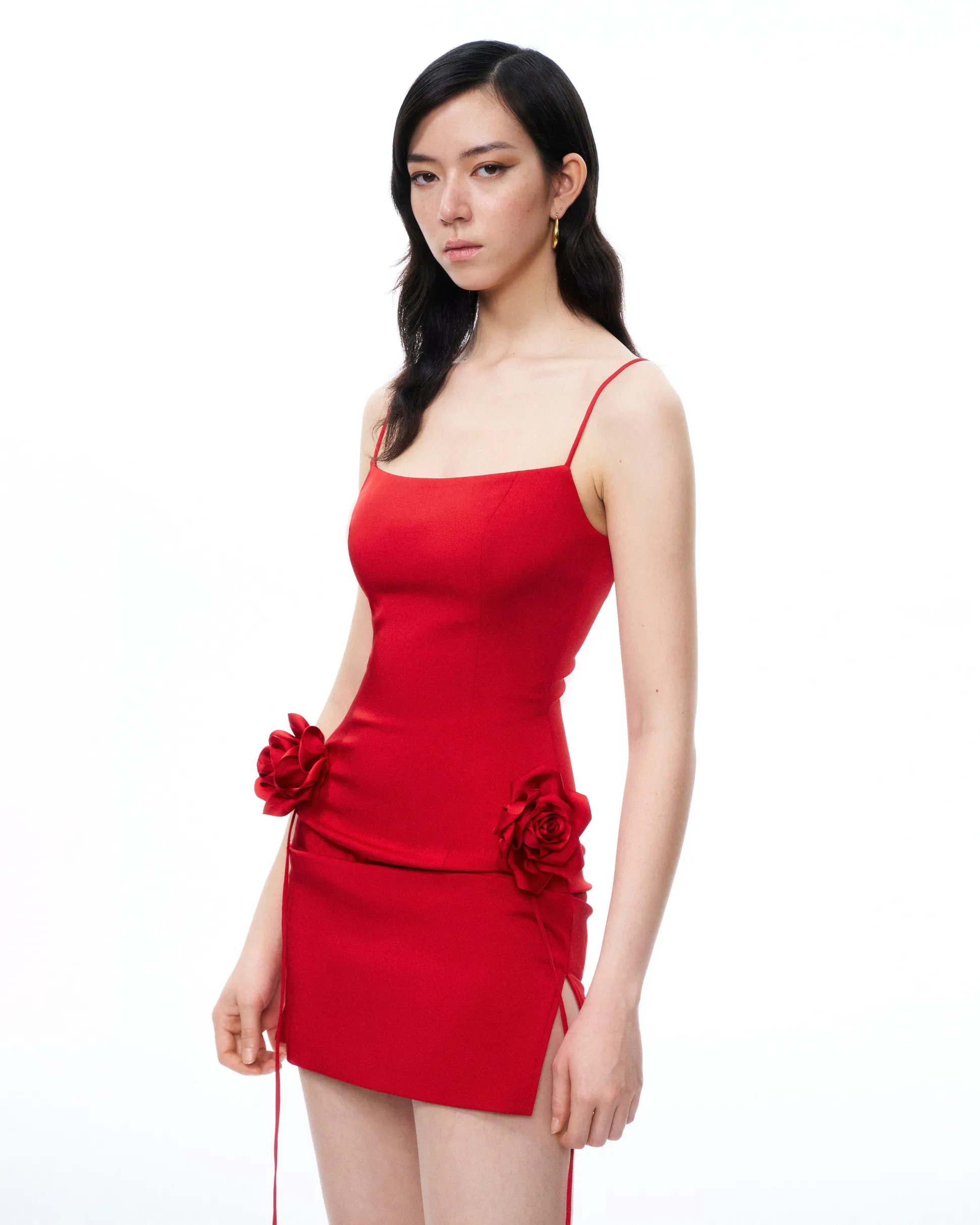 Bellamy 3D Floral Mini Dress - Red