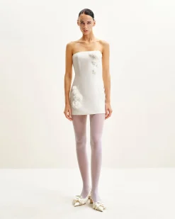 Blossoming Elegance Strapless Dress - White