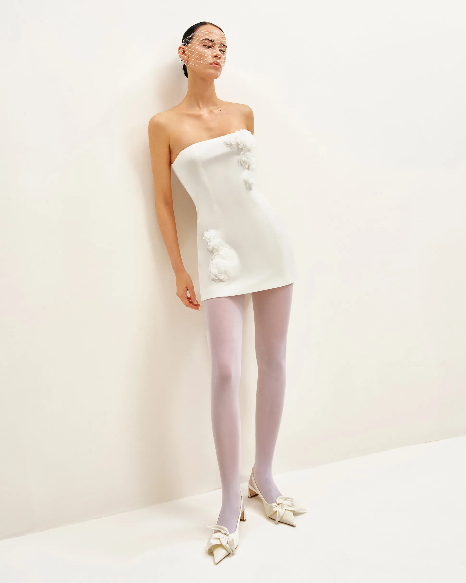 Blossoming Elegance Strapless Dress - White