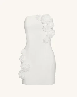Blossoming Elegance Strapless Dress - White