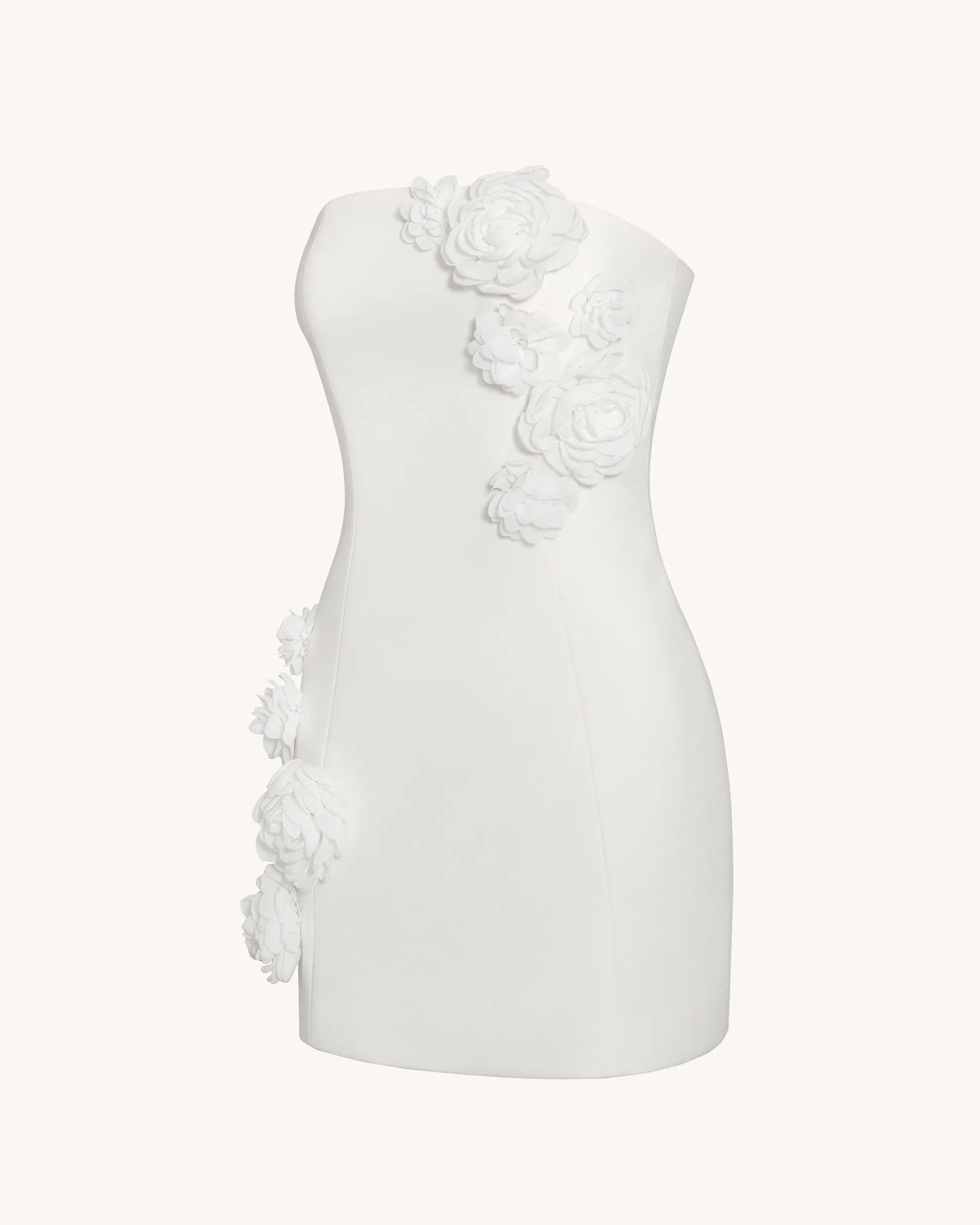 Blossoming Elegance Strapless Dress - White