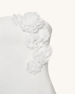 Blossoming Elegance Strapless Dress - White