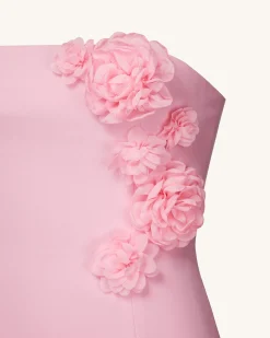 Blossoming Elegance Strapless Dress - Pink