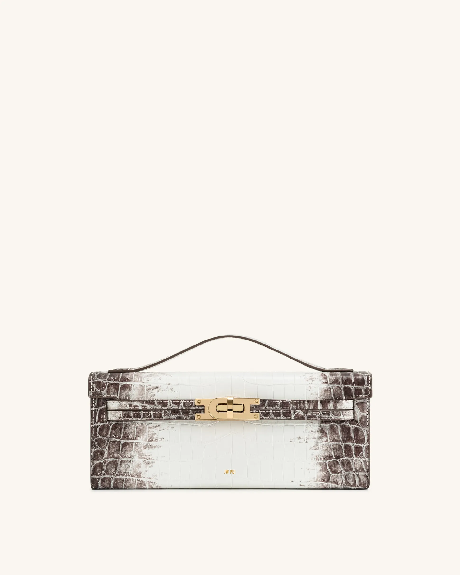Bria Structured Top Handle Bag - White Croc