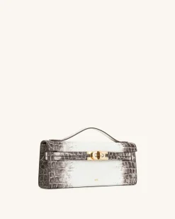 Bria Structured Top Handle Bag - White Croc