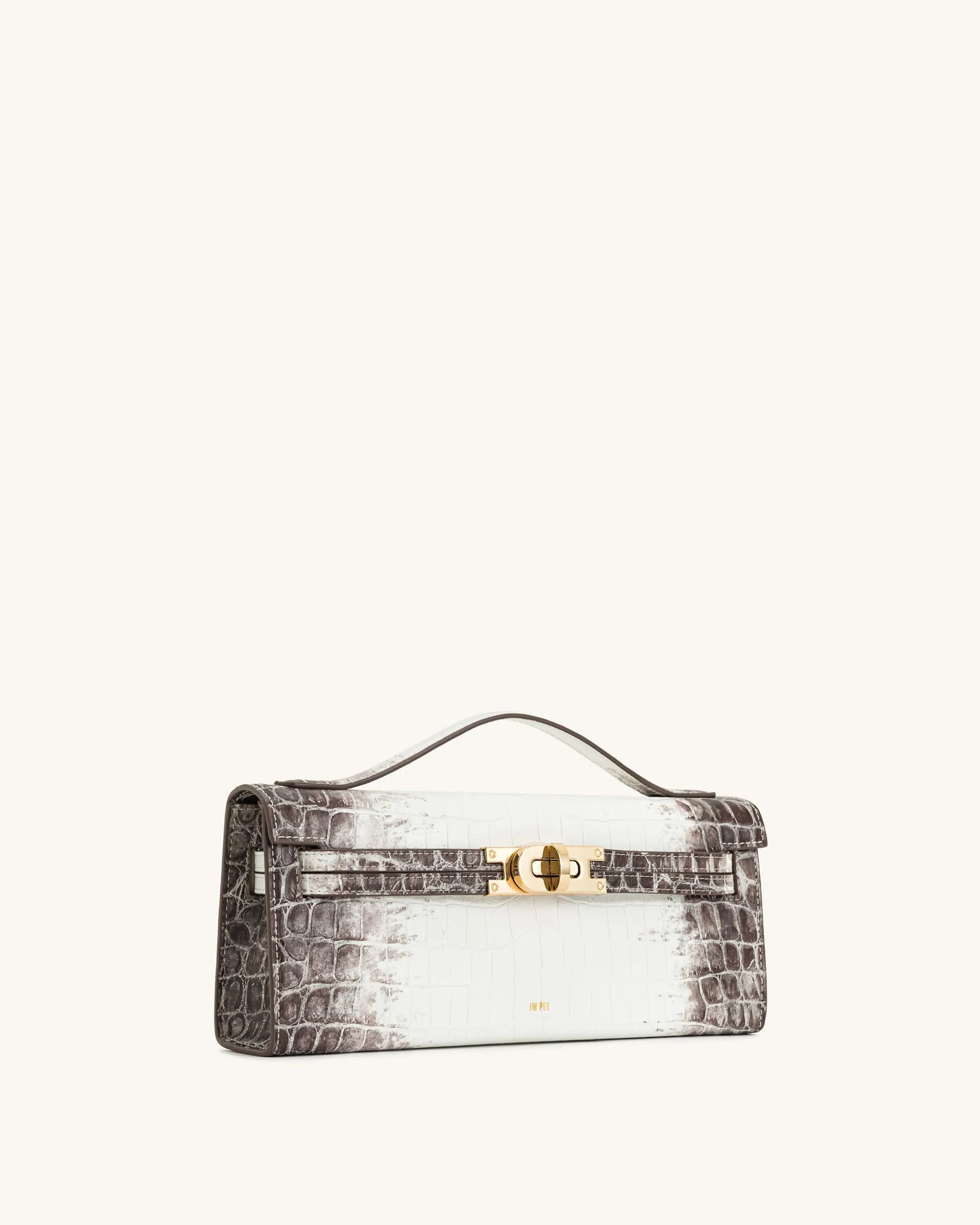 Bria Structured Top Handle Bag - White Croc