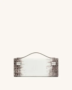 Bria Structured Top Handle Bag - White Croc