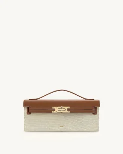 Bria Structured Top Handle Bag - Brown Canvas