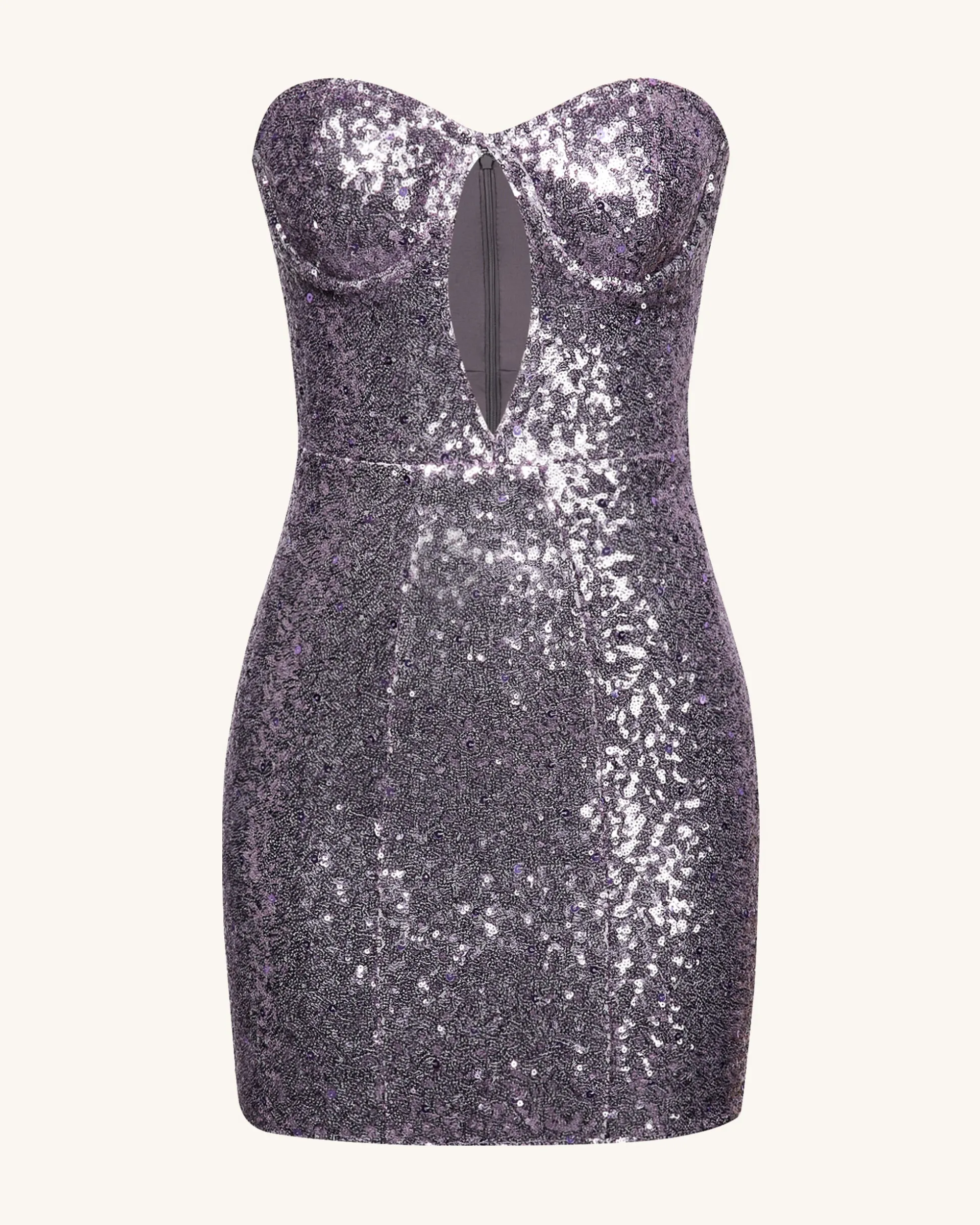 Brynlee Purple Sequinned Strapless Mini Dress - Purple
