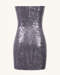 Brynlee Purple Sequinned Strapless Mini Dress - Purple