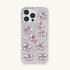 Butterfly Rhinestone Phone Case - White