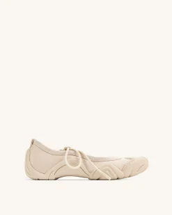 Caitlin Lace-up Ballerina Sneakers - Beige