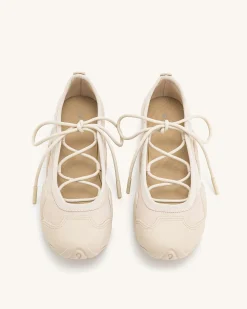 Caitlin Lace-up Ballerina Sneakers - Beige