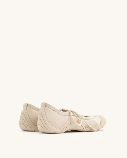 Caitlin Lace-up Ballerina Sneakers - Beige