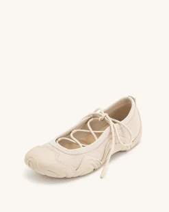 Caitlin Lace-up Ballerina Sneakers - Beige