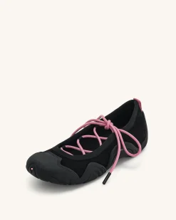 Caitlin Lace-up Ballerina Sneakers - Black