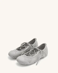 Caitlin Lace-up Ballerina Sneakers - Grey