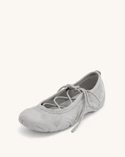 Caitlin Lace-up Ballerina Sneakers - Grey