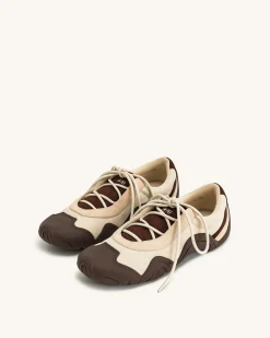 Caitlin Lace-up Ballerina Sneakers - Light Brown