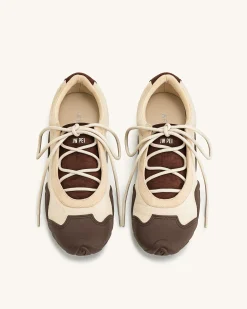 Caitlin Lace-up Ballerina Sneakers - Light Brown