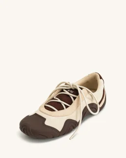 Caitlin Lace-up Ballerina Sneakers - Light Brown
