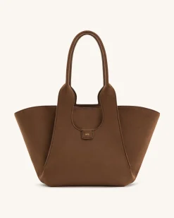 Cara Faux Suede Tote Bag - Mocha Brown