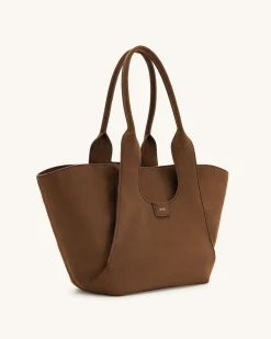 Cara Faux Suede Tote Bag - Mocha Brown