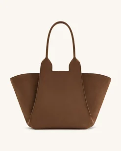 Cara Faux Suede Tote Bag - Mocha Brown
