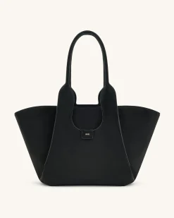 Cara Faux Suede Tote Bag - Black